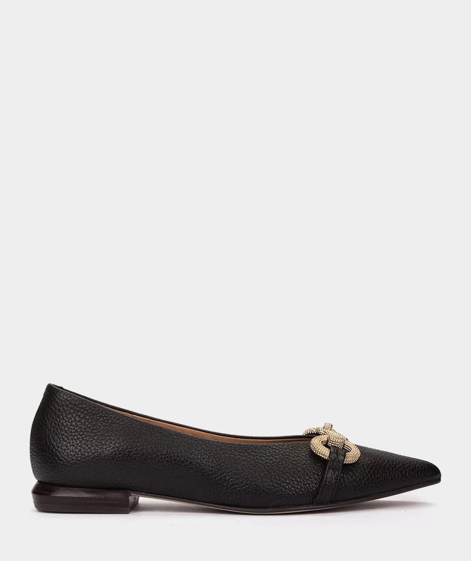 Pedro Miralles Ballerines En Cuir Noir Avec Ornements Dorees