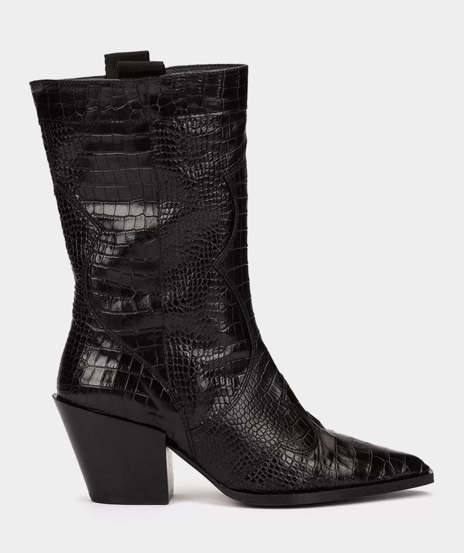 Pedro Miralles Bottes Mi-Mollet En Cuir Gaufre Noir