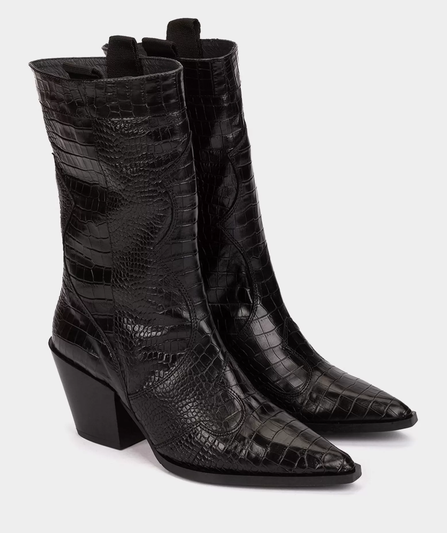 Pedro Miralles Bottes Mi-Mollet En Cuir Gaufre Noir