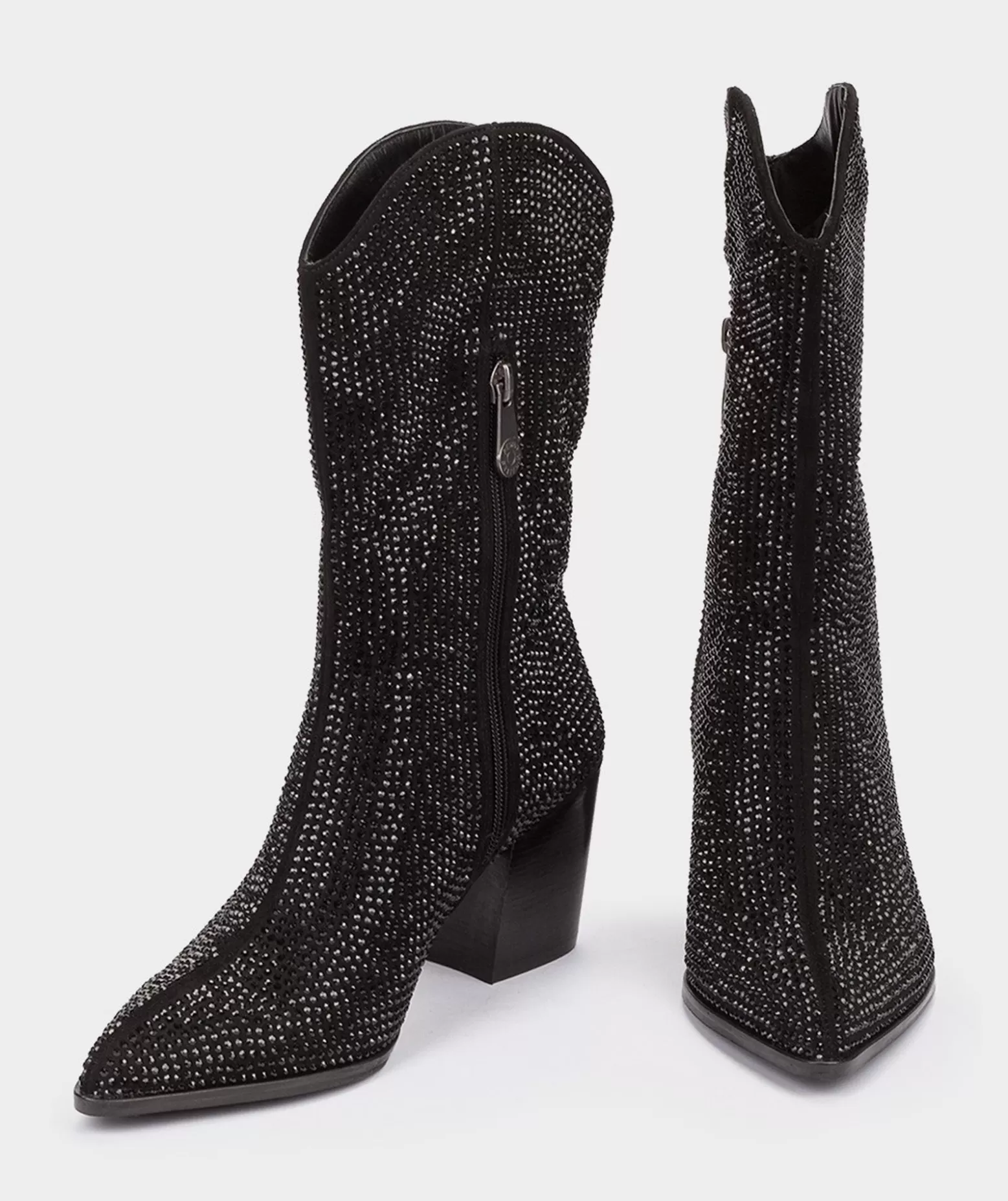 Pedro Miralles Bottes Mi-Montantes En Tissu Avec Strass.