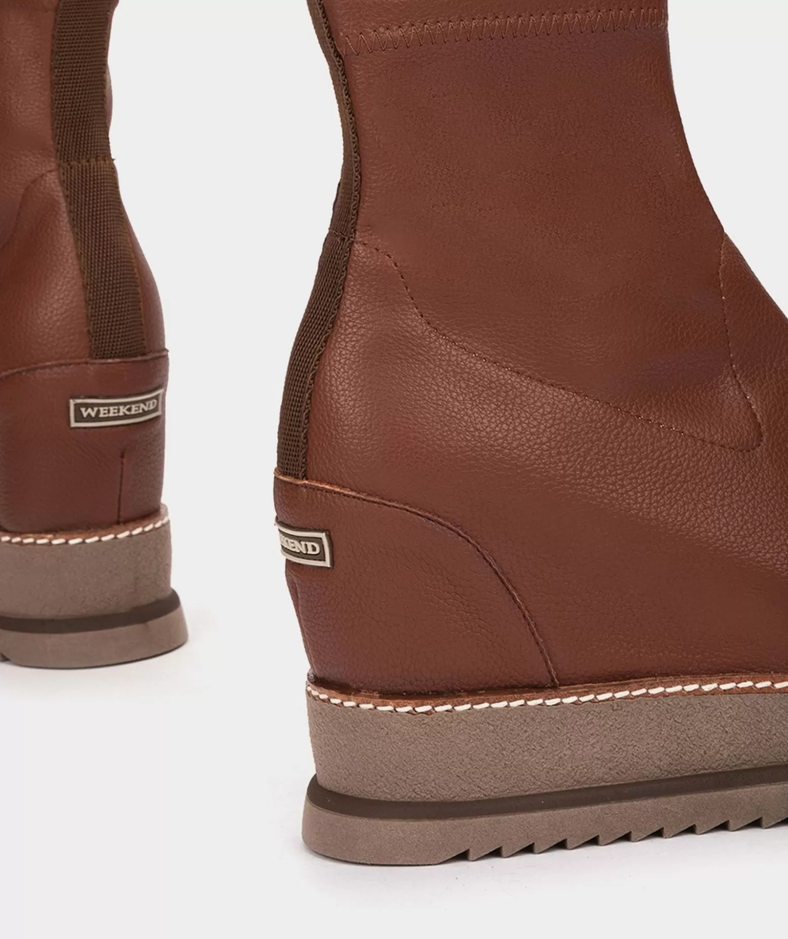 Pedro Miralles Bottines A Semelle Compensee Et Plateforme En Cuir Vegetalien Elastique Marron