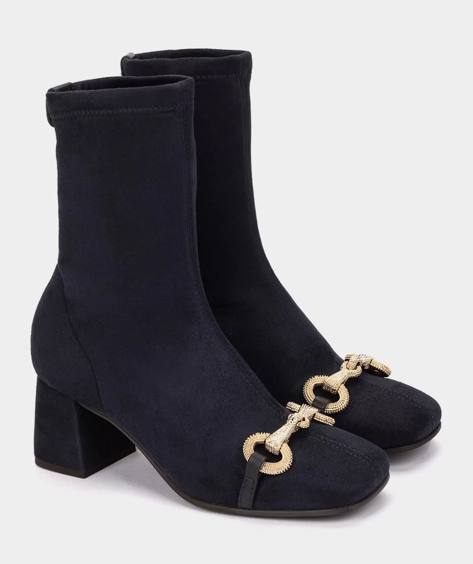 Pedro Miralles Bottines A Talon En Tissu Elastique Effet Daim De Couleur Bleu Marine