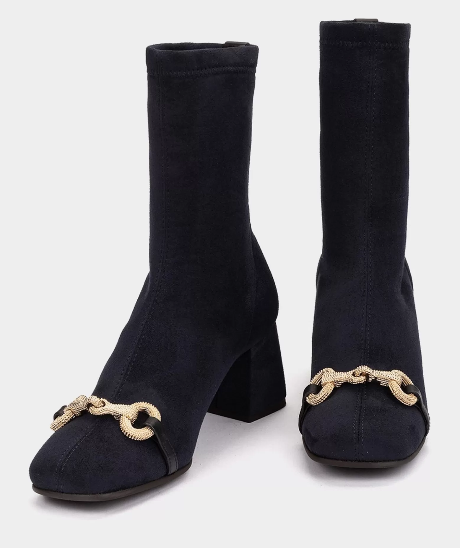 Pedro Miralles Bottines A Talon En Tissu Elastique Effet Daim De Couleur Bleu Marine