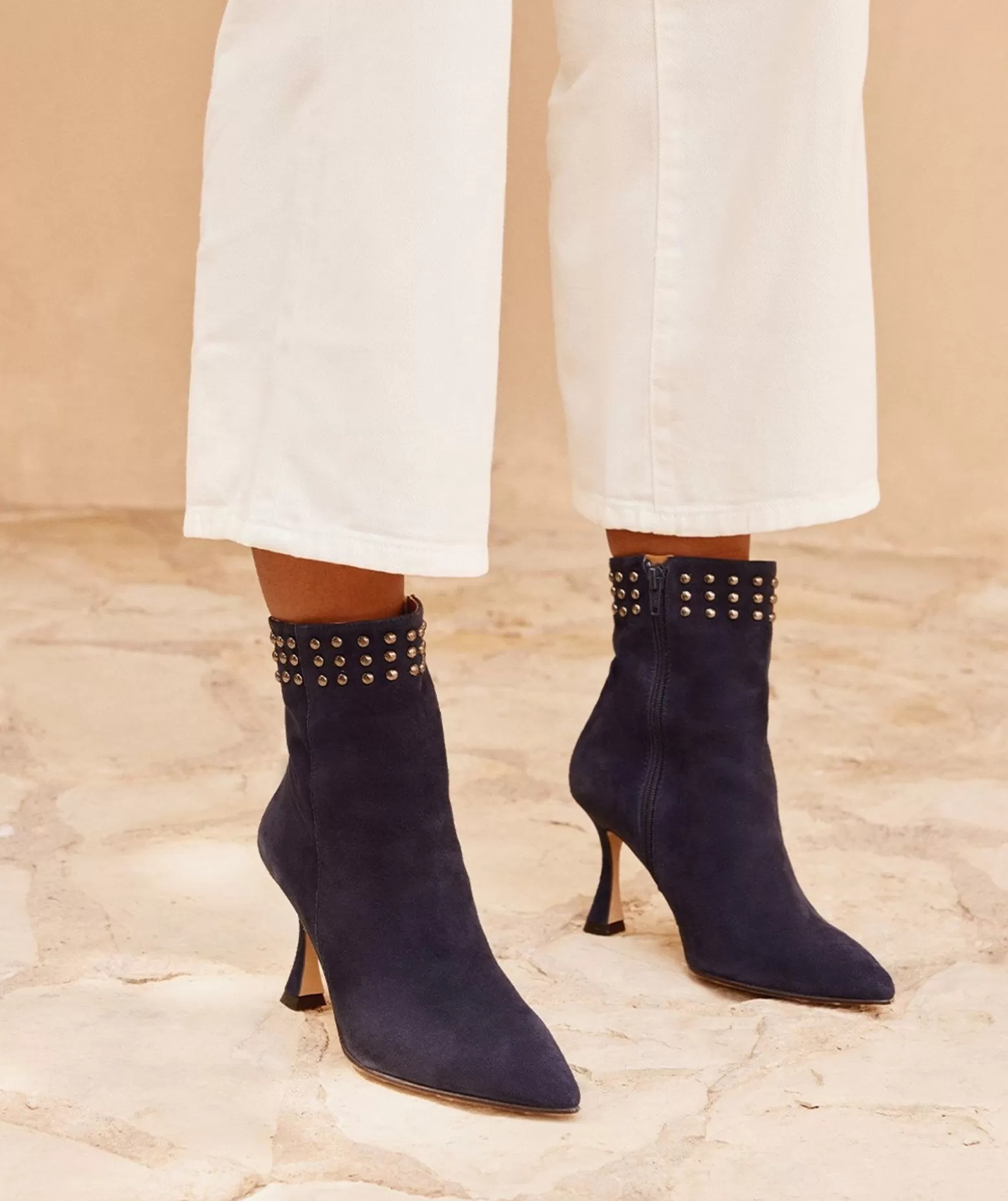 Pedro Miralles Bottines A Talons En Daim Bleu Marine