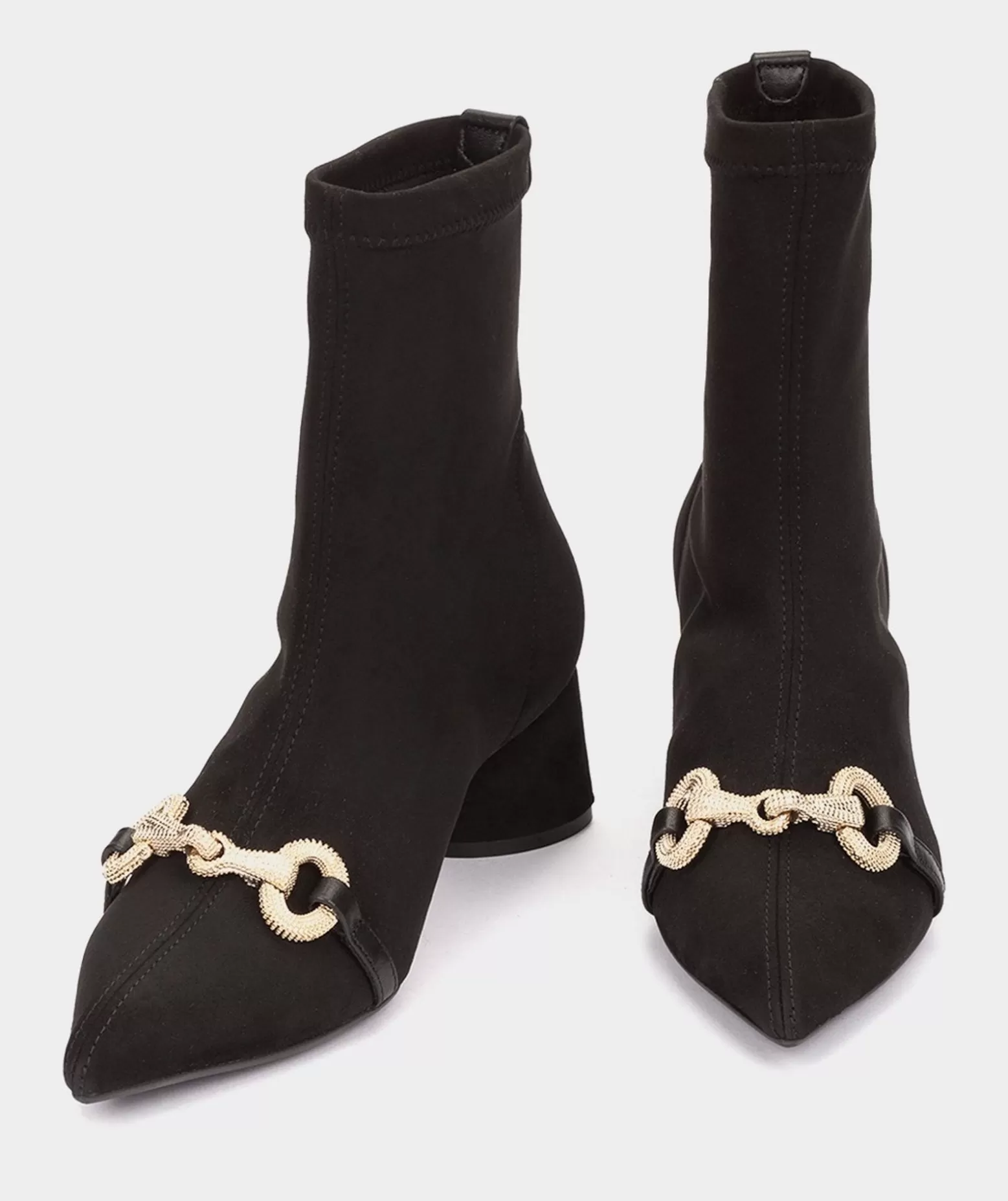 Pedro Miralles Bottines A Talons En Tissu Extensible Noir A Effet Daim