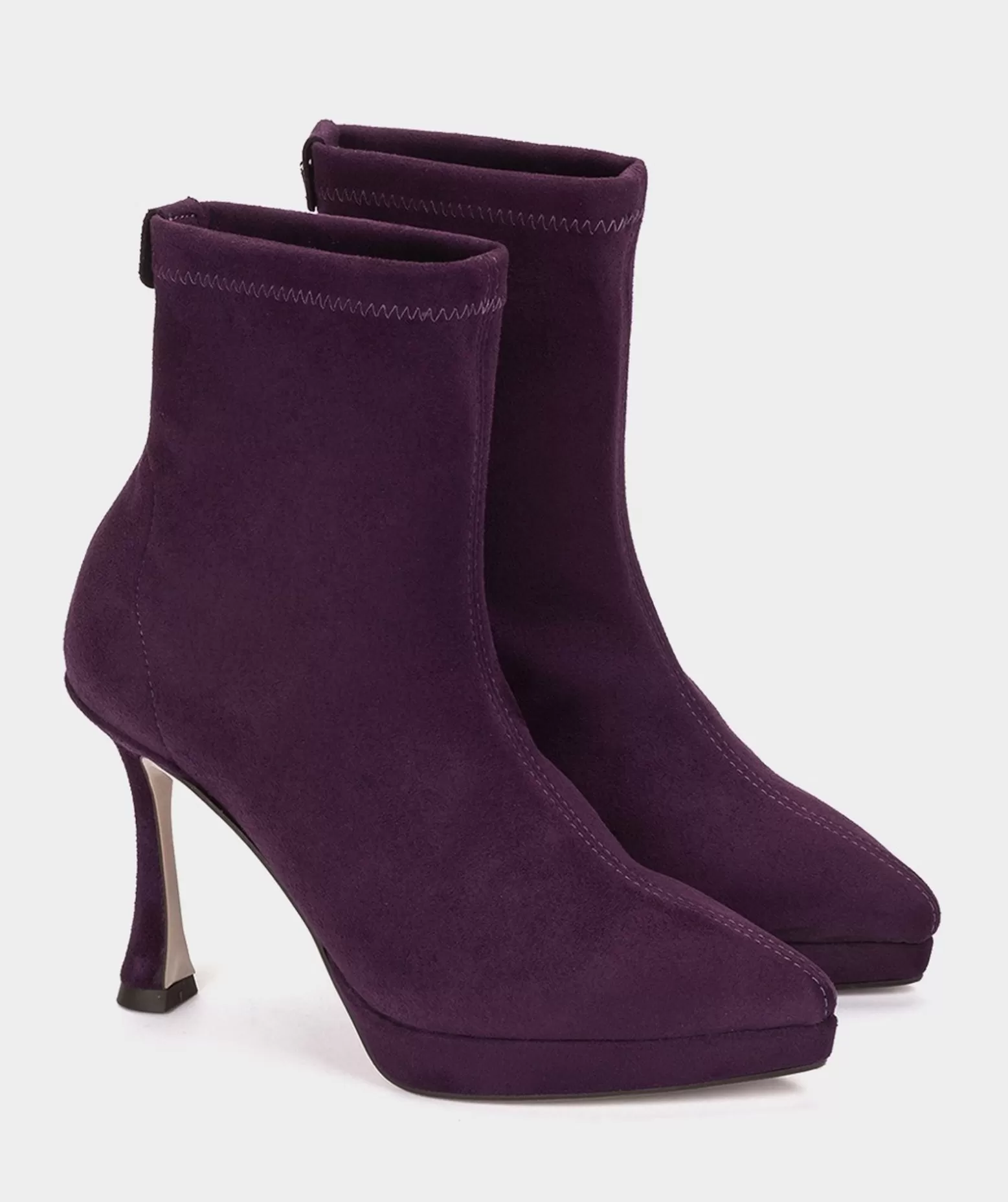 Pedro Miralles Bottines A Talons En Tissu Stretch Effet Daim Violet