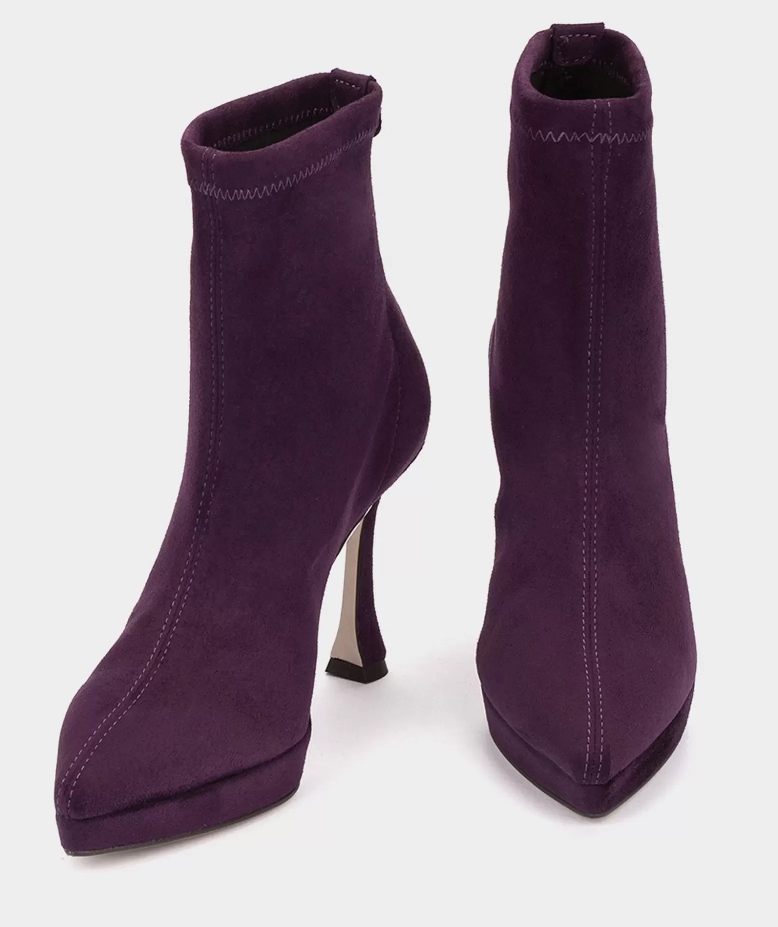 Pedro Miralles Bottines A Talons En Tissu Stretch Effet Daim Violet