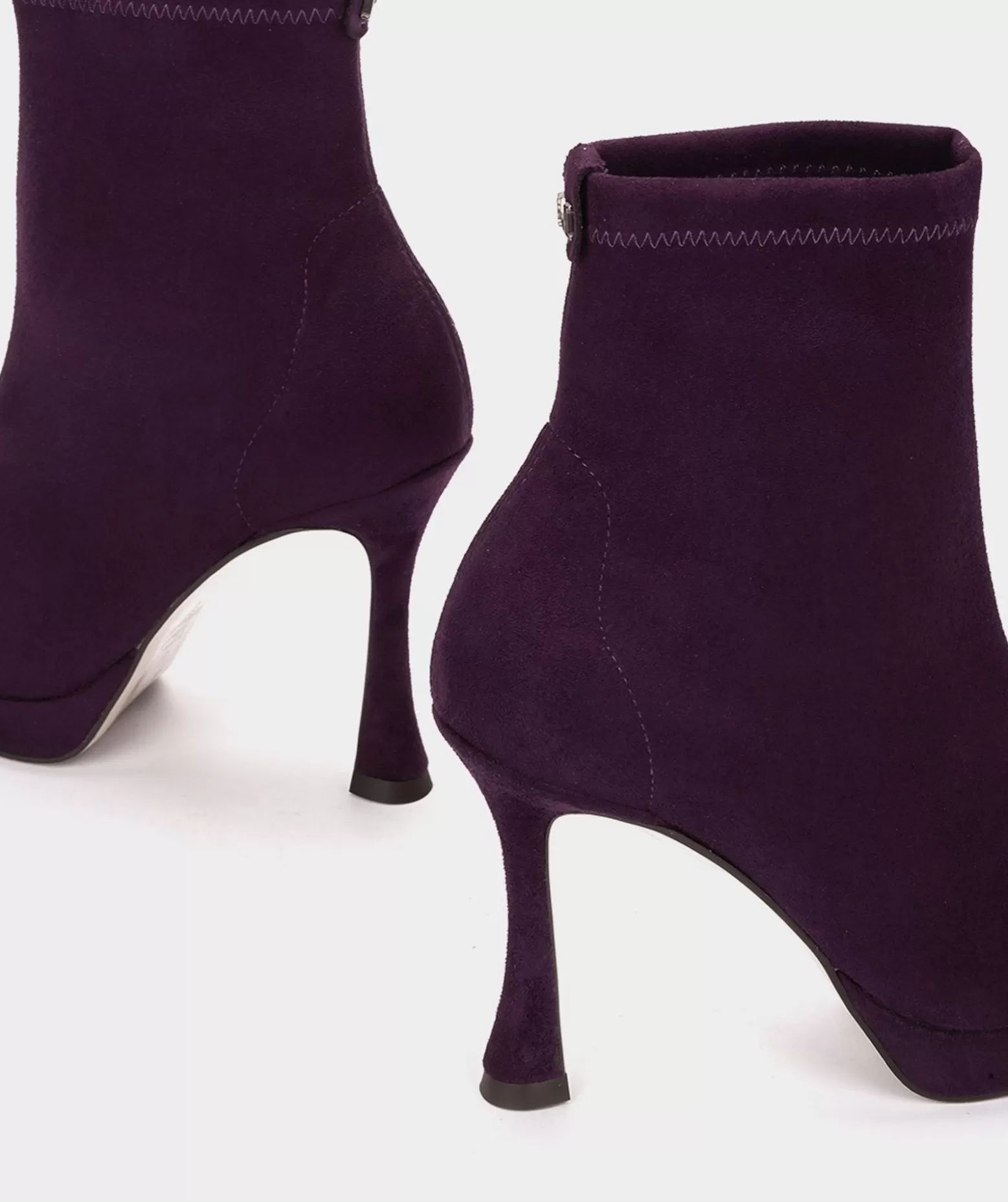 Pedro Miralles Bottines A Talons En Tissu Stretch Effet Daim Violet