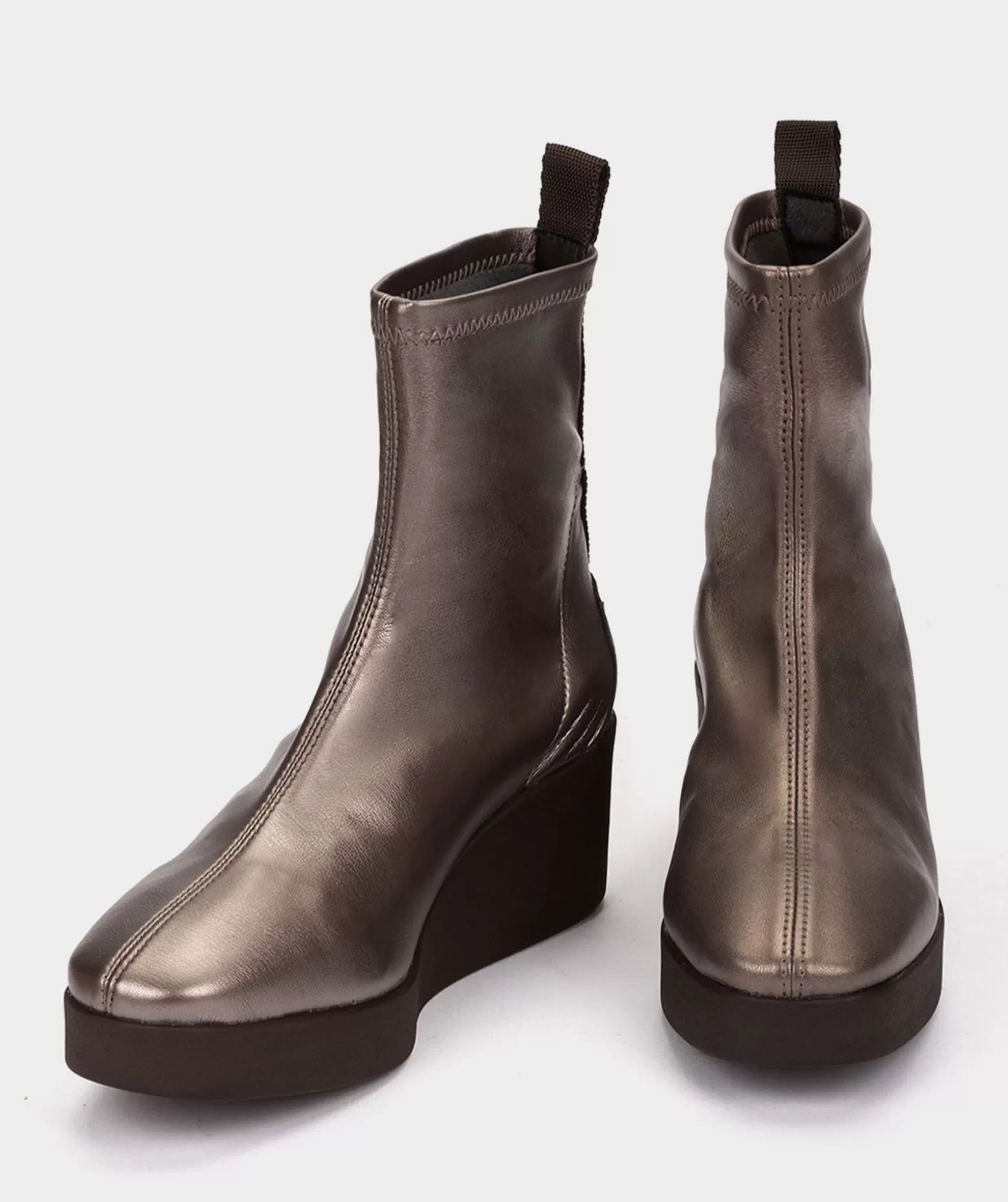 Pedro Miralles Bottines Compensees A Plateforme En Cuir Vegan Stretch Fume Metallise
