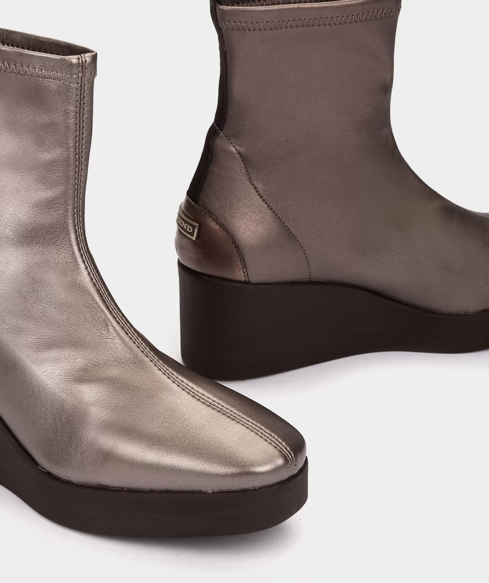 Pedro Miralles Bottines Compensees A Plateforme En Cuir Vegan Stretch Fume Metallise
