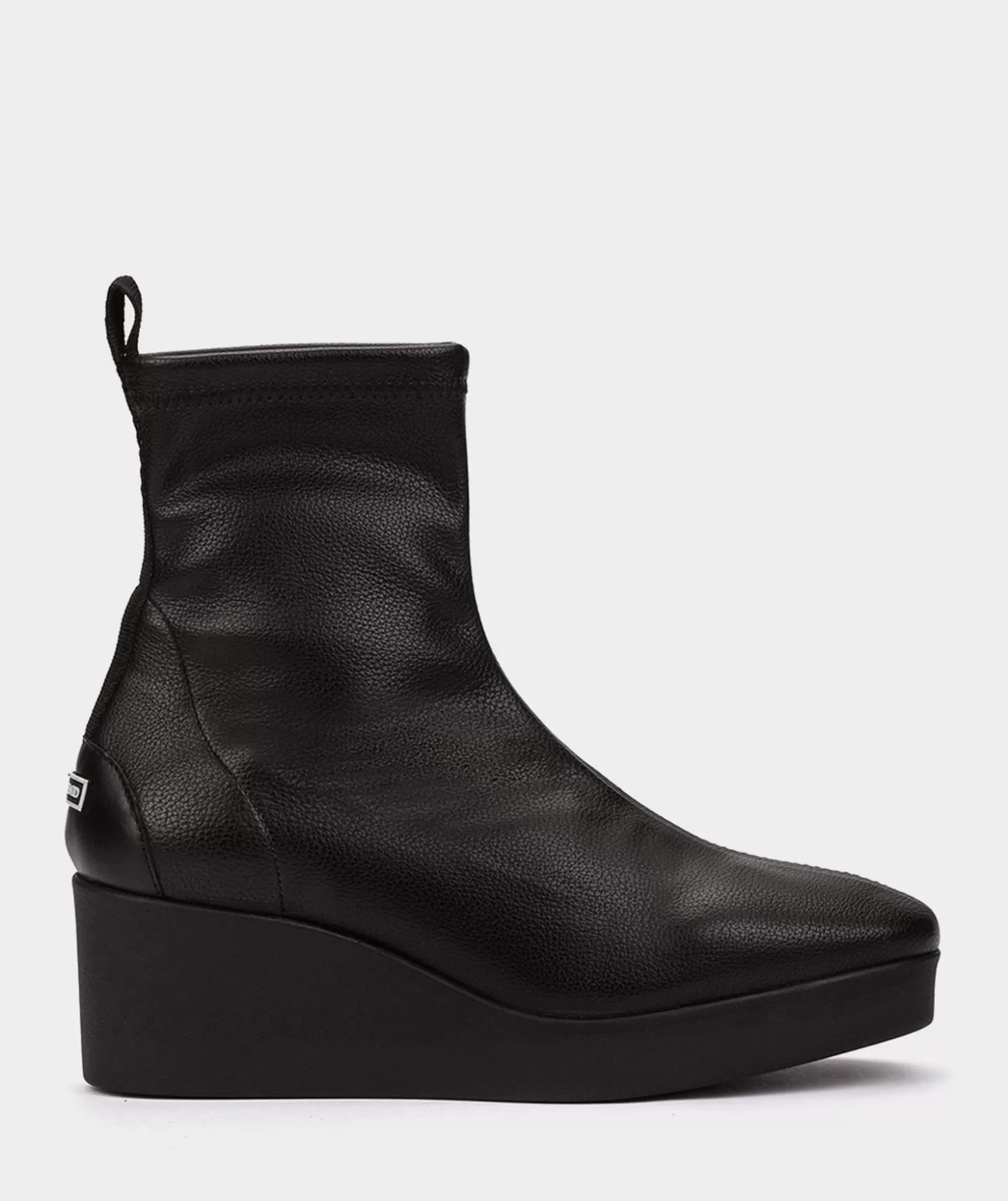 Pedro Miralles Bottines Compensees Noires En Cuir Vegan Elastique