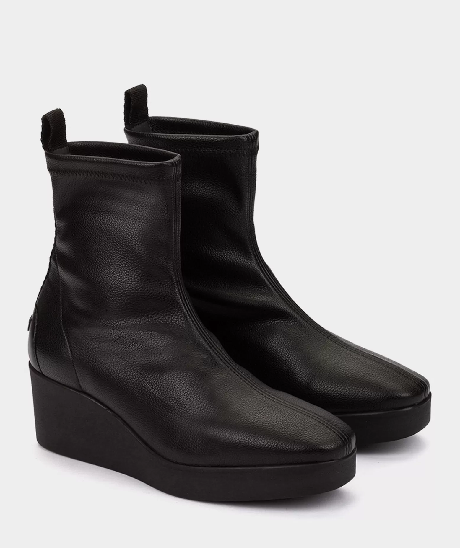 Pedro Miralles Bottines Compensees Noires En Cuir Vegan Elastique