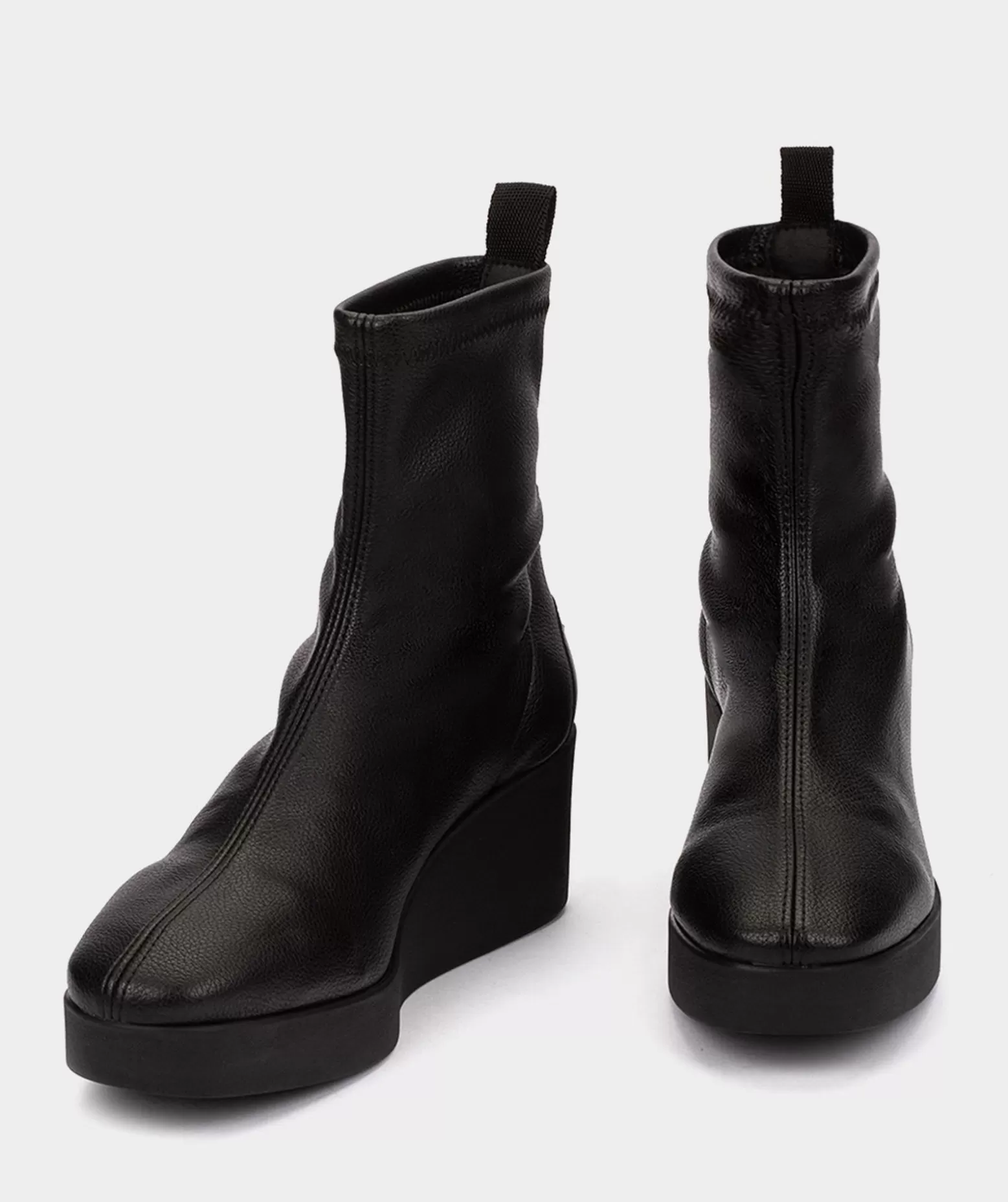 Pedro Miralles Bottines Compensees Noires En Cuir Vegan Elastique