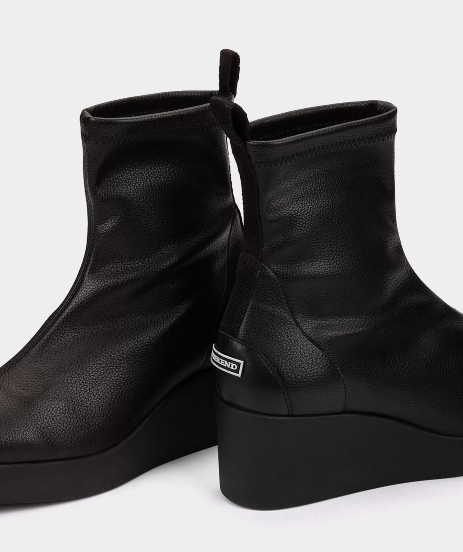 Pedro Miralles Bottines Compensees Noires En Cuir Vegan Elastique