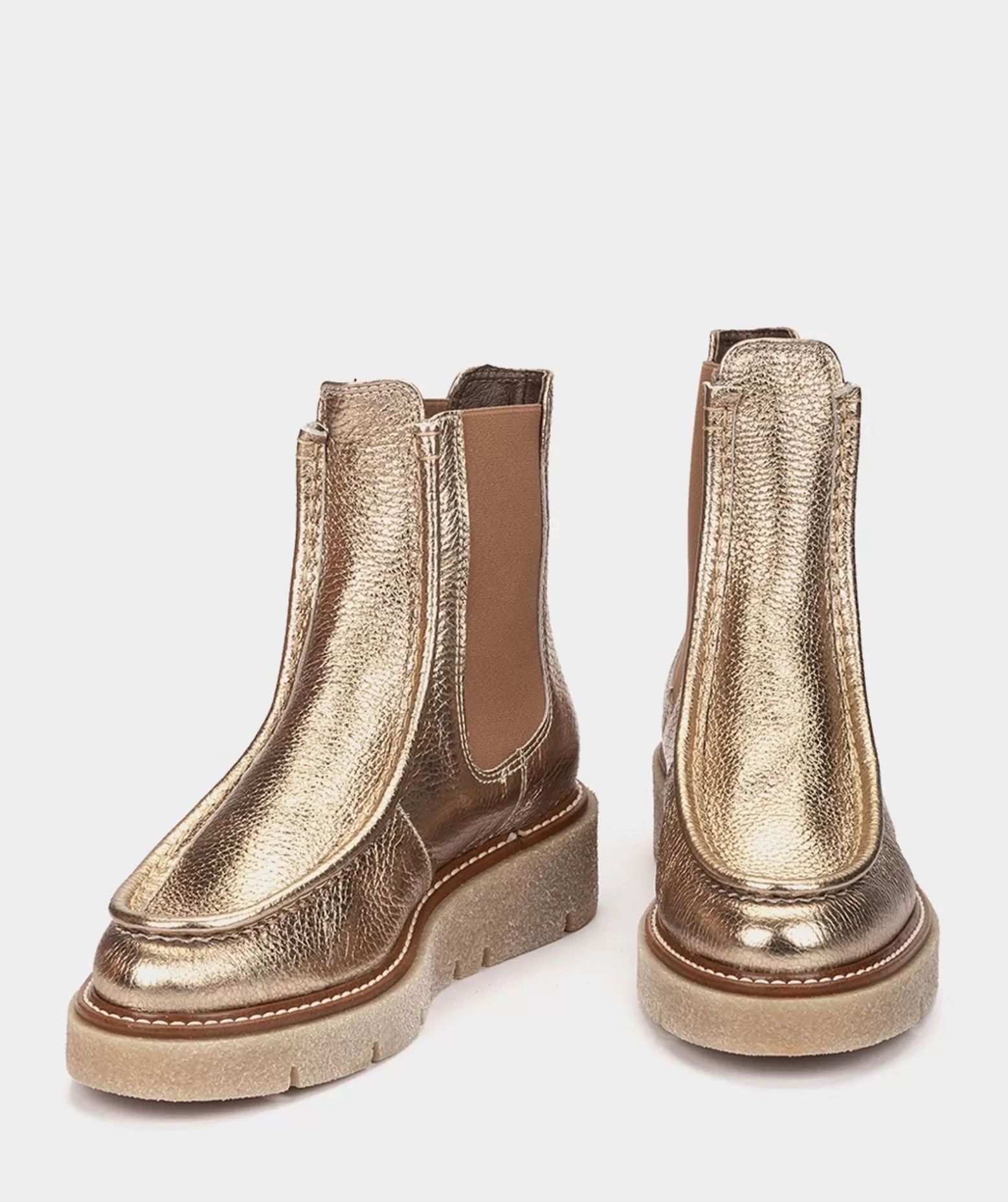 Pedro Miralles Bottines En Cuir Avec Cotes Elastiques De Couleur Platine