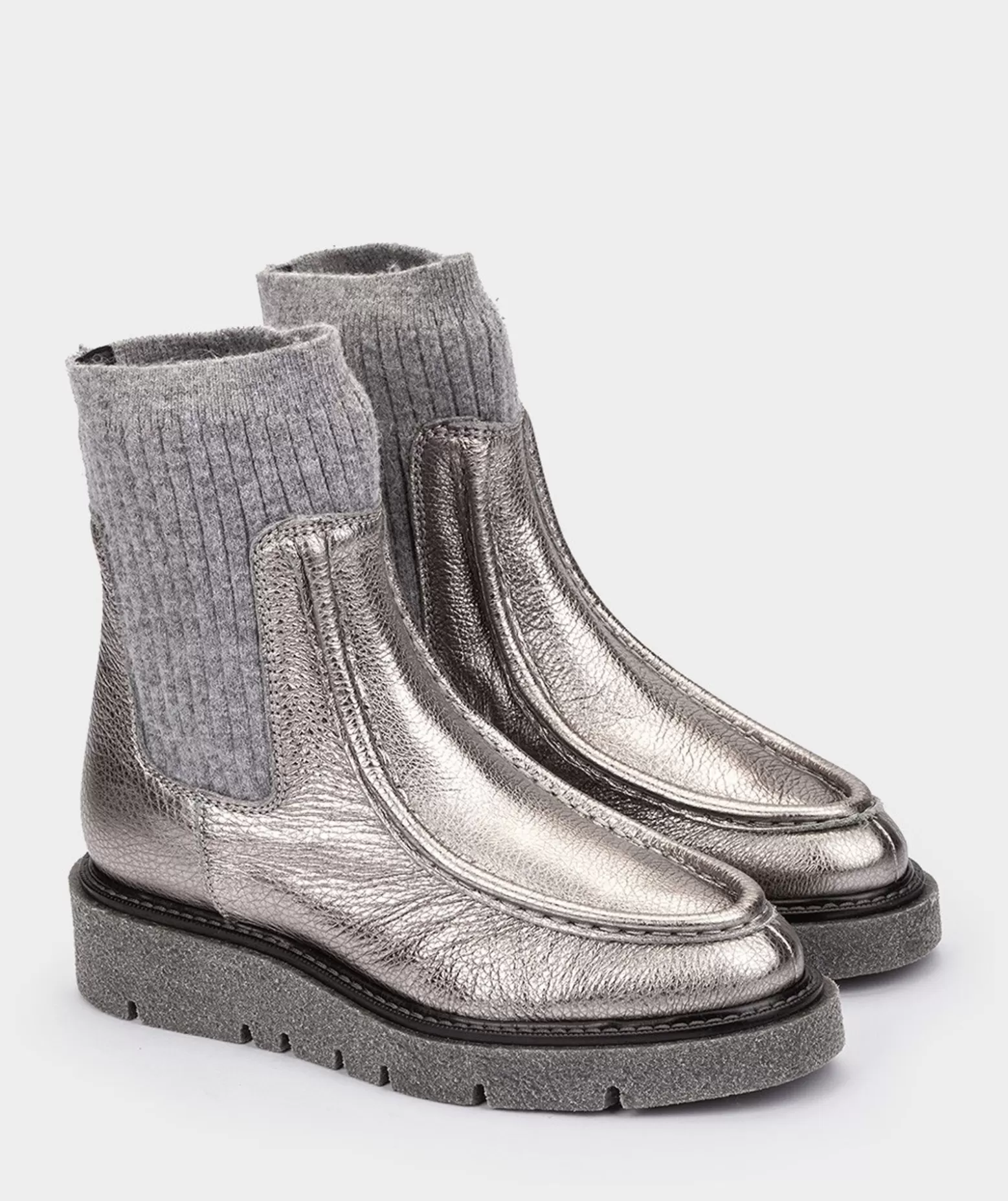 Pedro Miralles Bottines En Cuir Metallise Argente