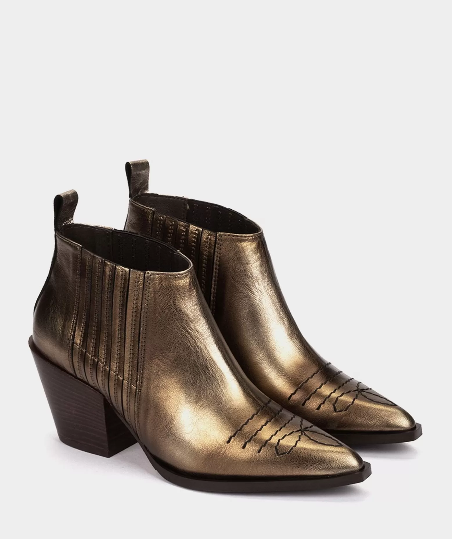 Pedro Miralles Bottines En Cuir Metallise Bronze