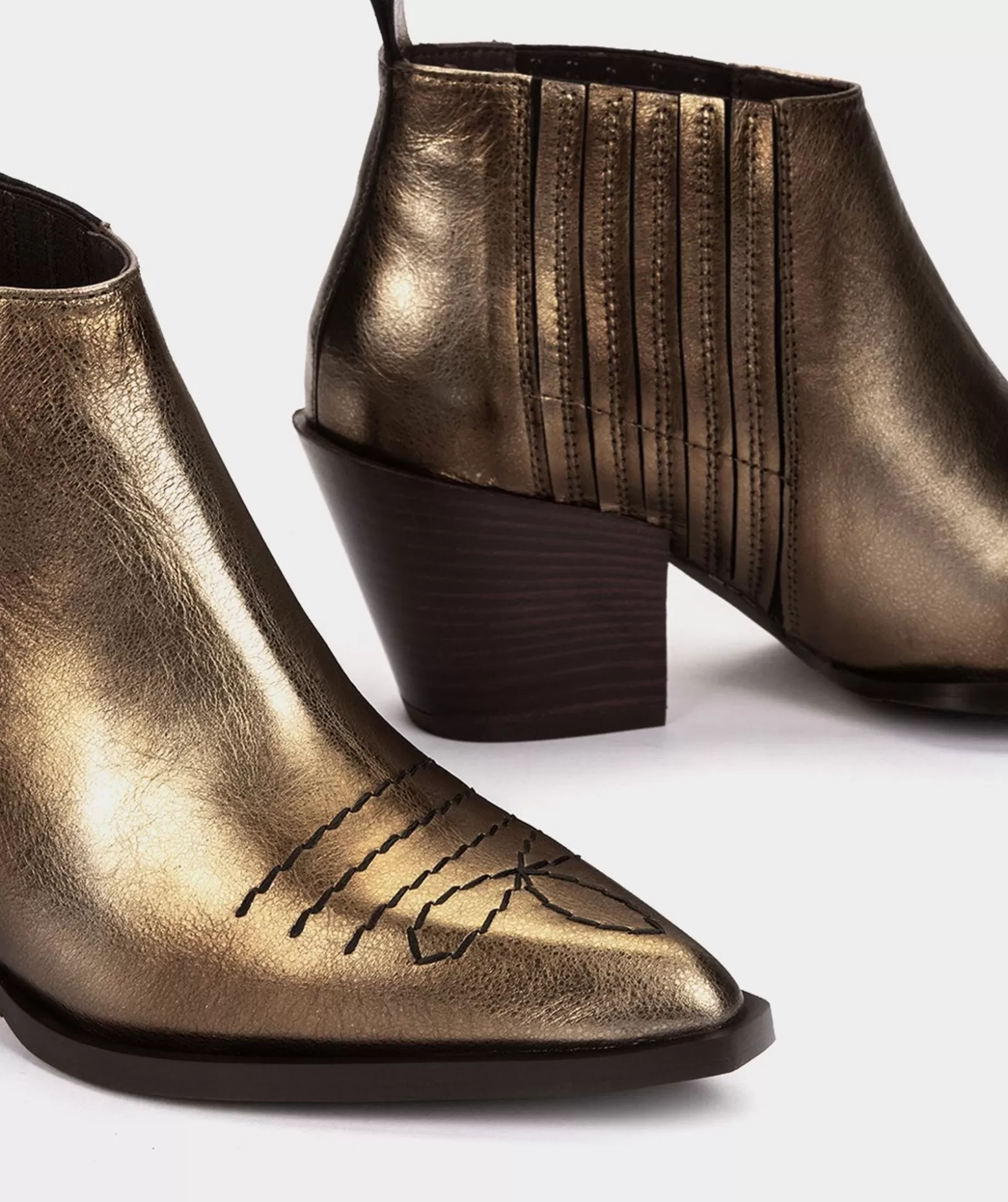 Pedro Miralles Bottines En Cuir Metallise Bronze