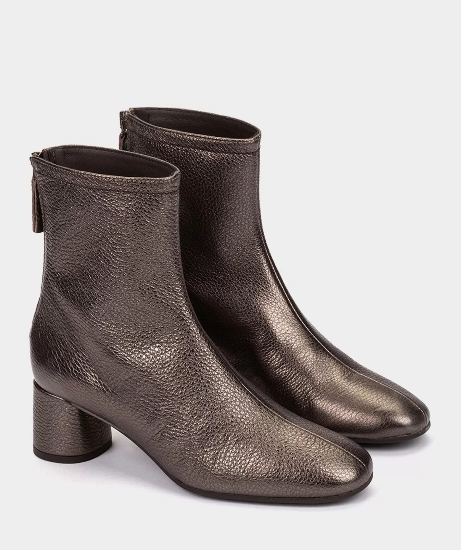 Pedro Miralles Bottines En Cuir Metallise Couleur Bronze