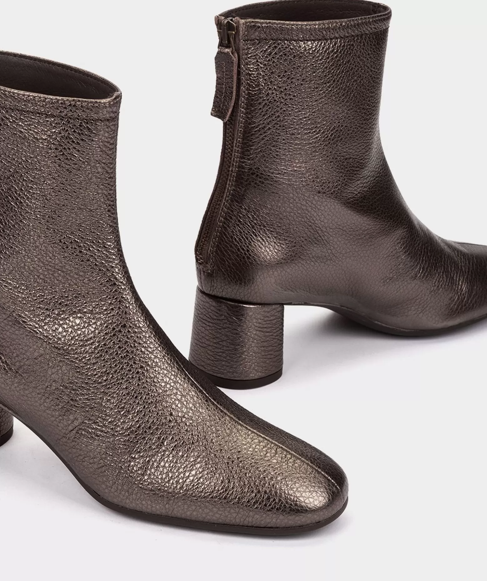 Pedro Miralles Bottines En Cuir Metallise Couleur Bronze