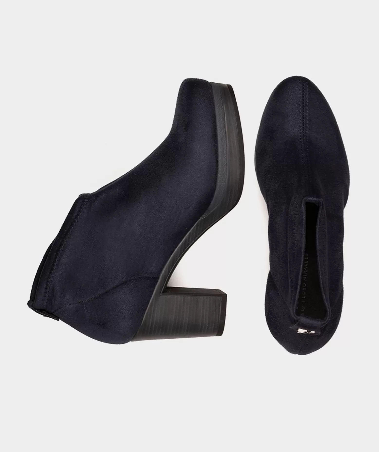 Pedro Miralles Bottines En Cuir Vegan Elastique Effet Daim Bleu Marine