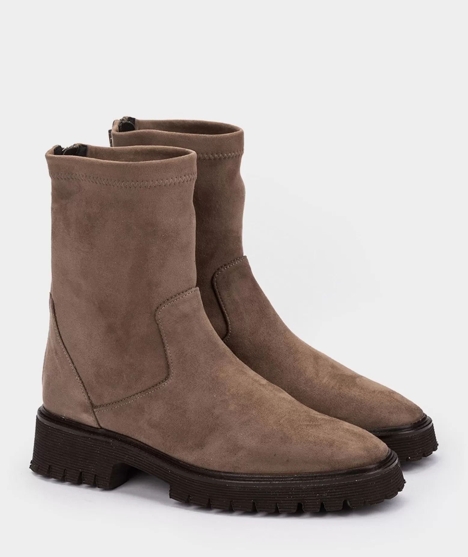 Pedro Miralles Bottines En Tissu Extensible Taupe Avec Fermeture A Glissiere A L'Arriere