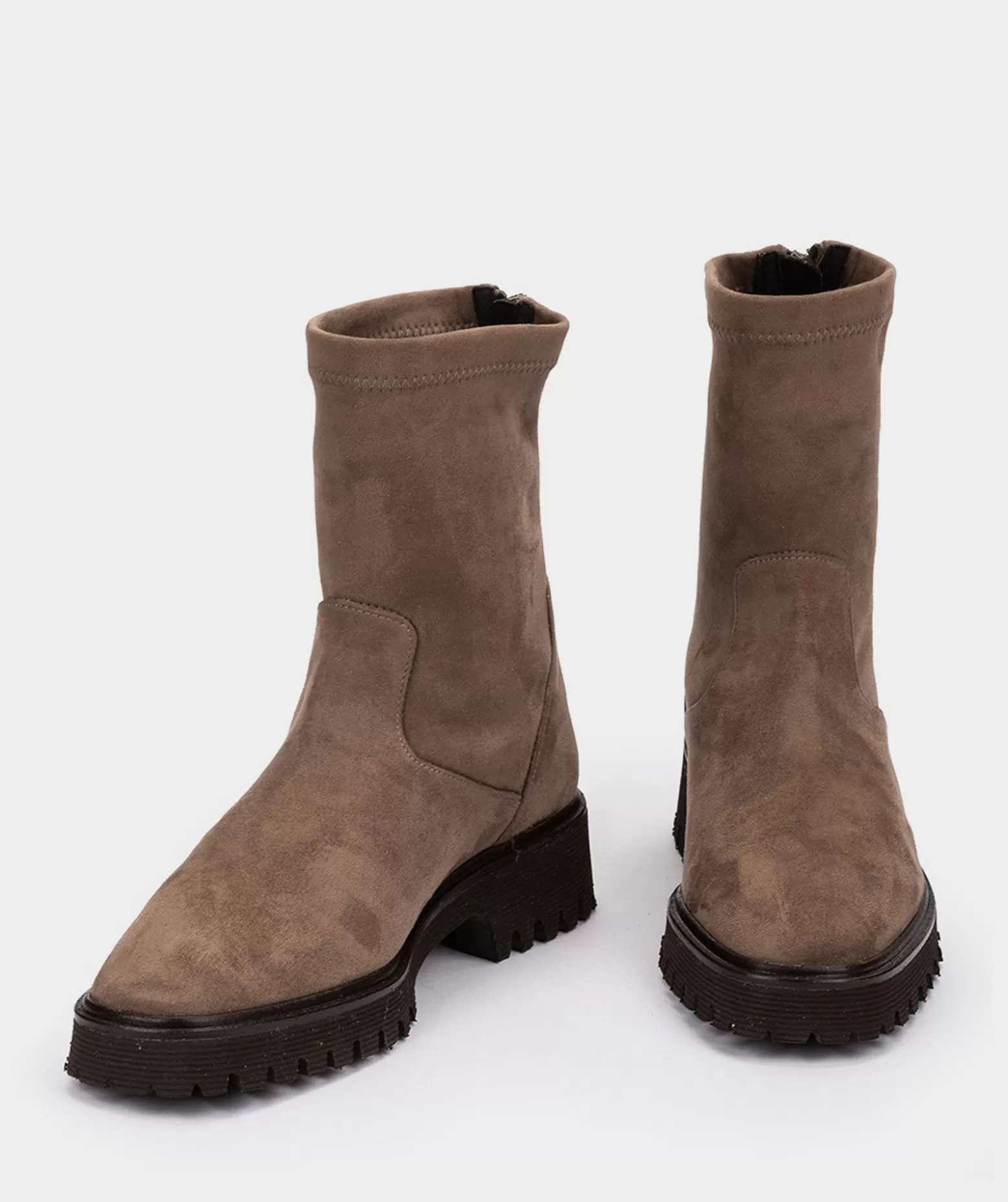 Pedro Miralles Bottines En Tissu Extensible Taupe Avec Fermeture A Glissiere A L'Arriere