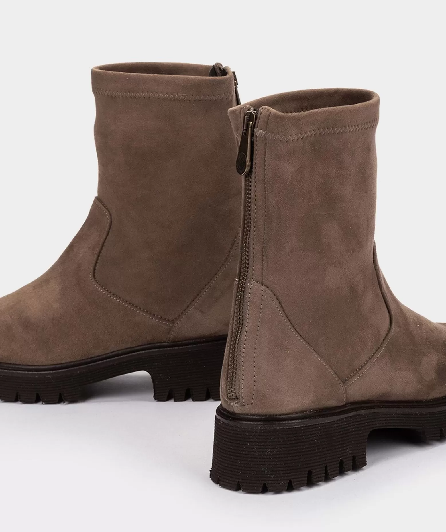 Pedro Miralles Bottines En Tissu Extensible Taupe Avec Fermeture A Glissiere A L'Arriere