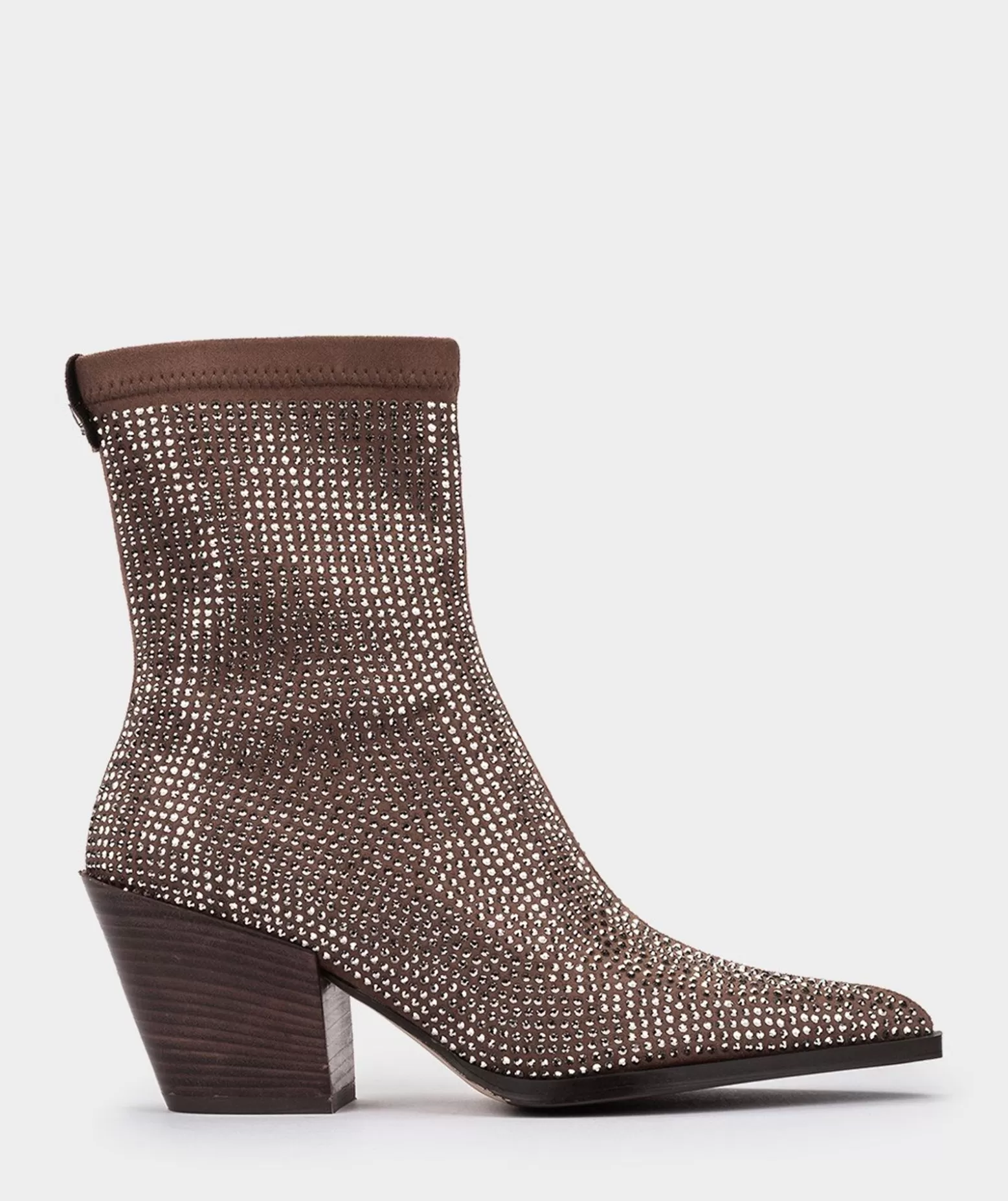 Pedro Miralles Bottines En Tissu Marron Avec Strass