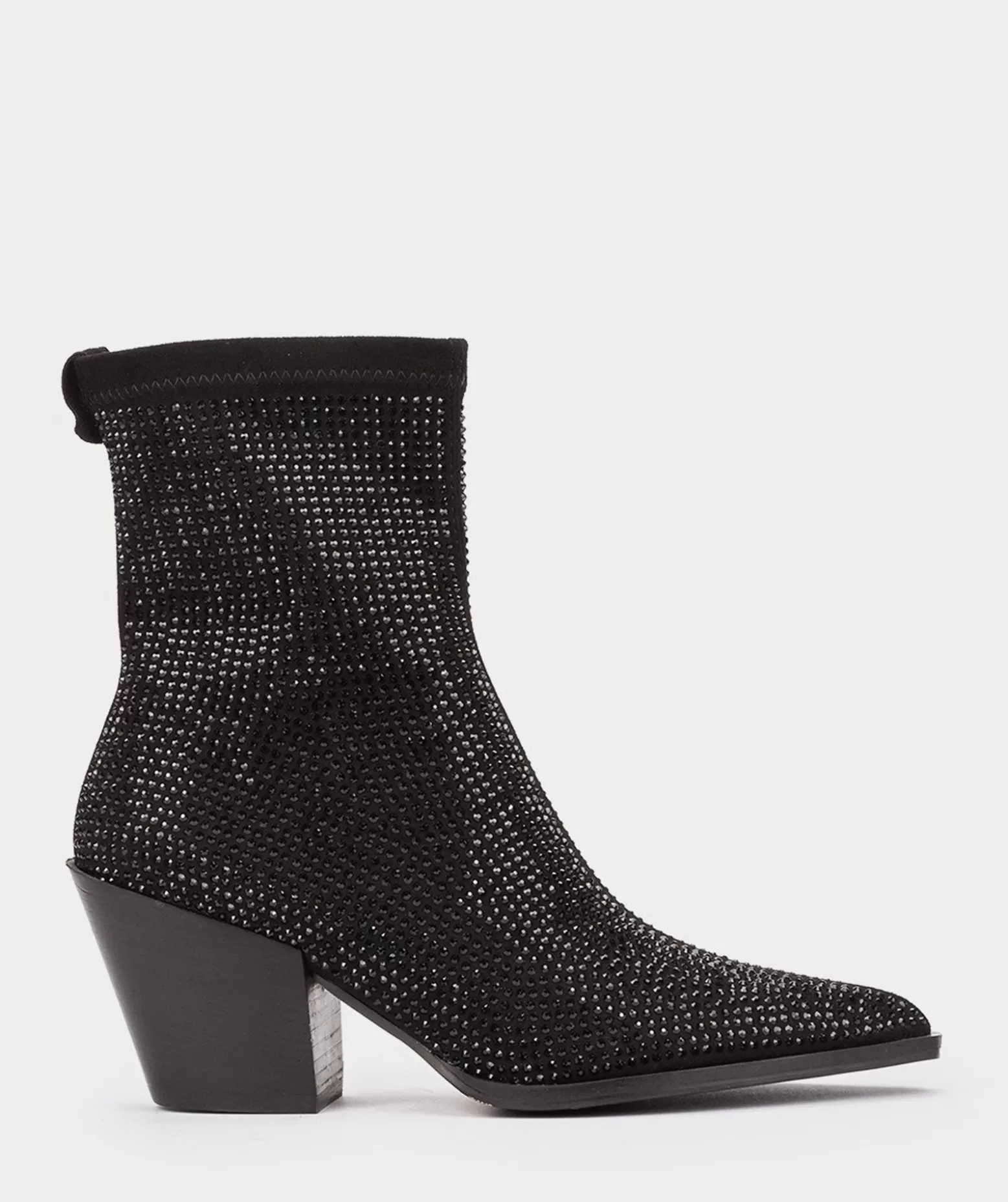 Pedro Miralles Bottines En Tissu Noir Avec Strass