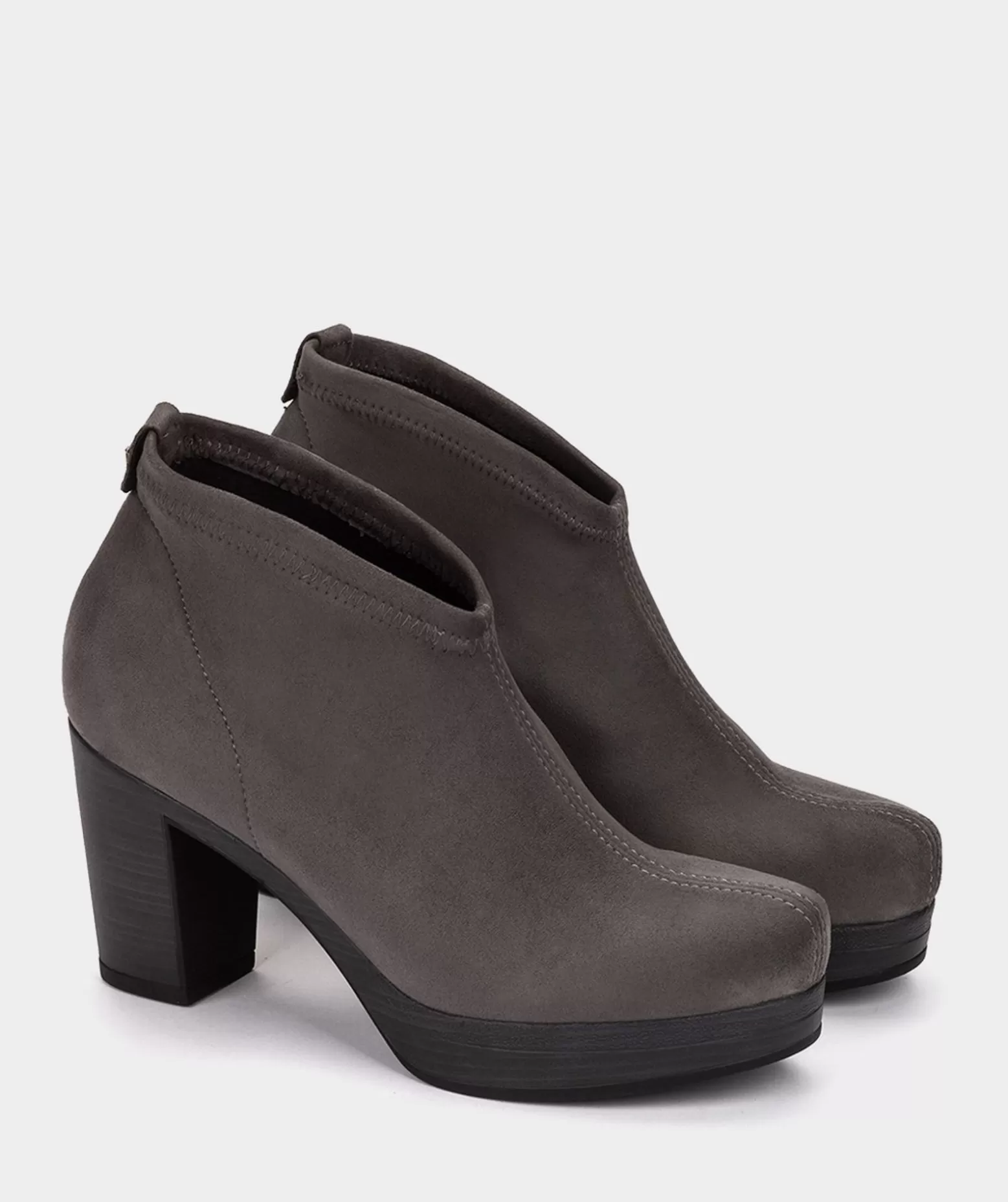 Pedro Miralles Bottines Grises En Cuir Vegan Elastique Effet Daim