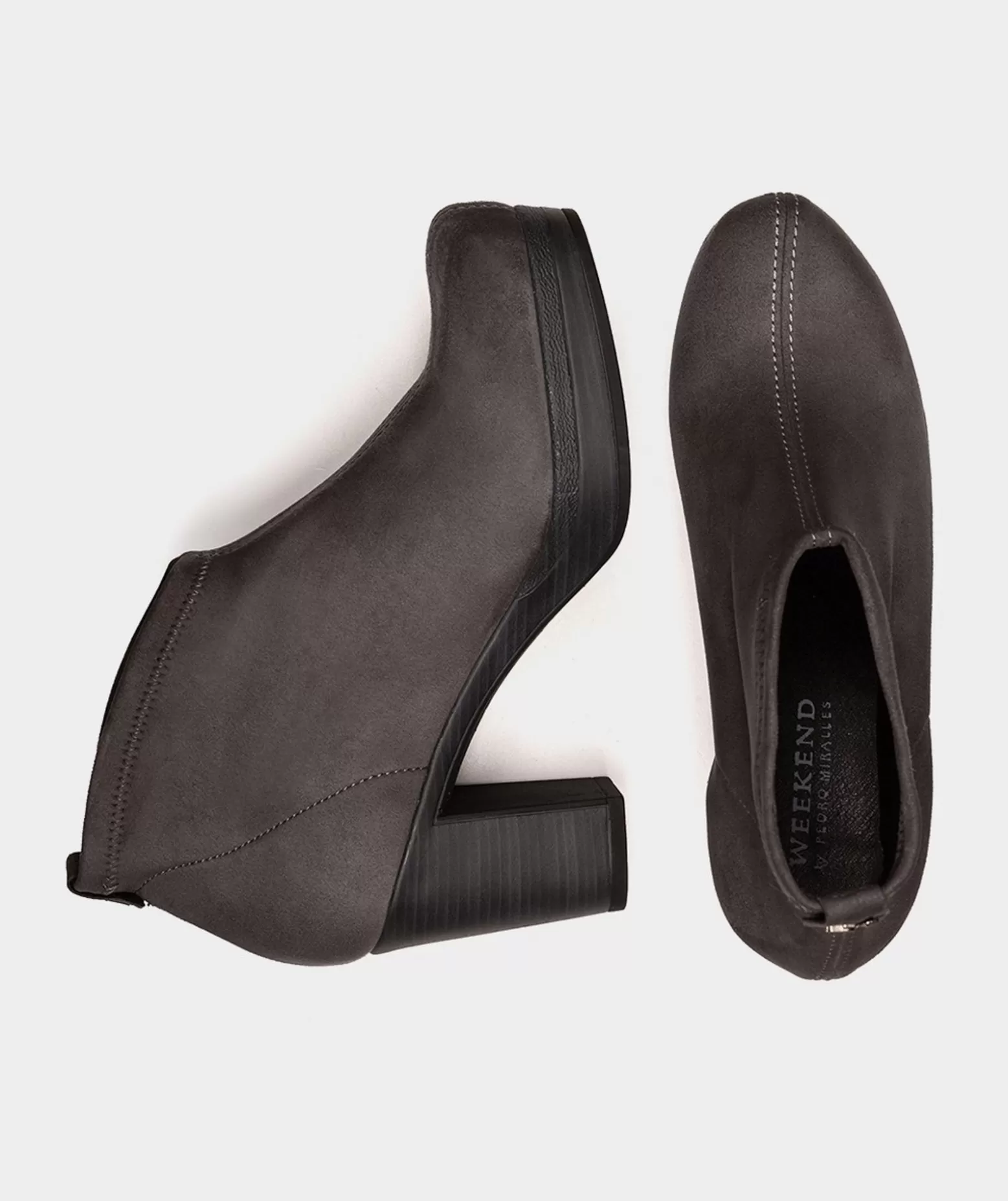 Pedro Miralles Bottines Grises En Cuir Vegan Elastique Effet Daim