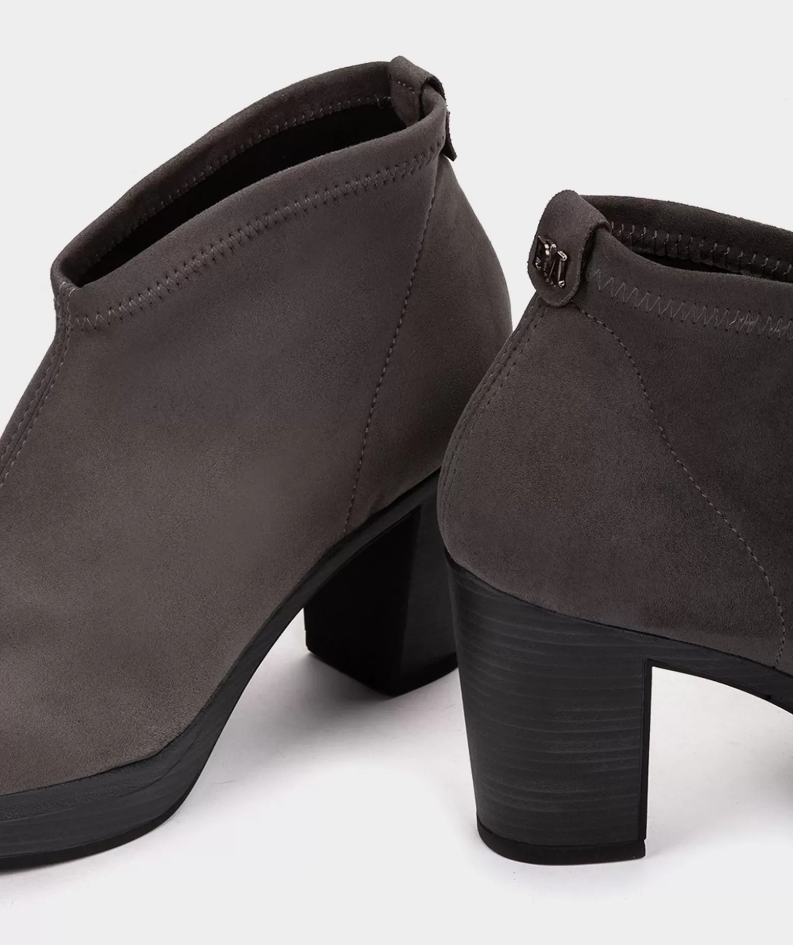 Pedro Miralles Bottines Grises En Cuir Vegan Elastique Effet Daim