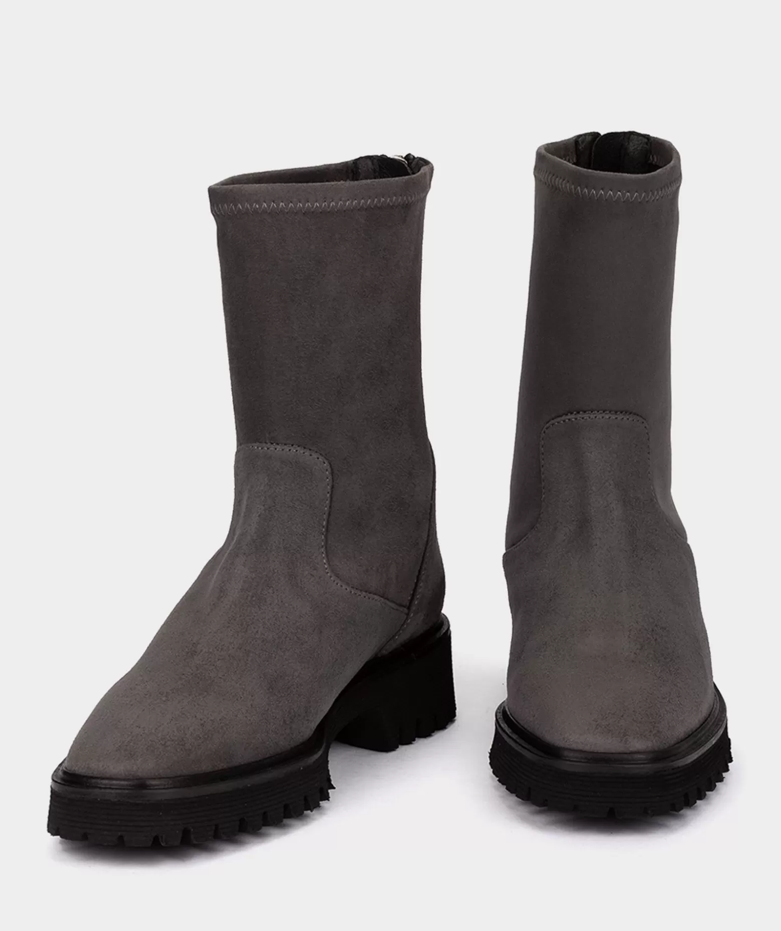 Pedro Miralles Bottines Grises En Tissu Extensible Avec Fermeture A Glissiere A L'Arriere