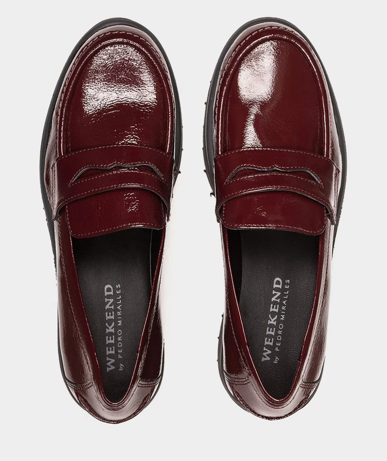 Pedro Miralles Mocassins En Cuir Verni Couleur Vin