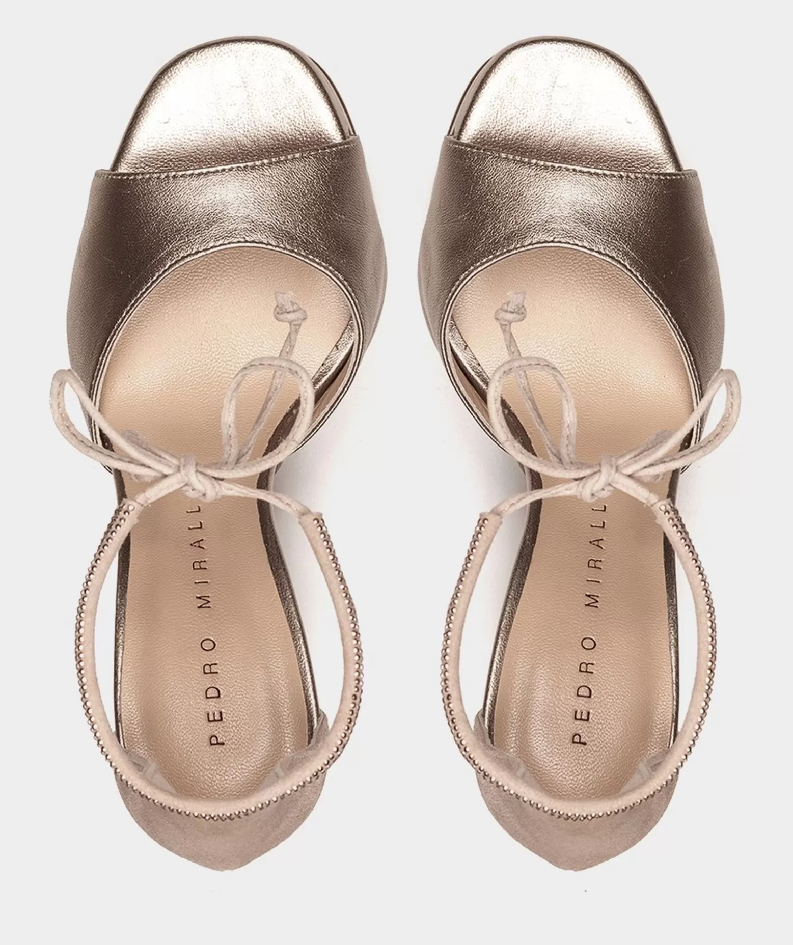 Pedro Miralles Sandales A Talon En Cuir Metallise De Couleur Fumee