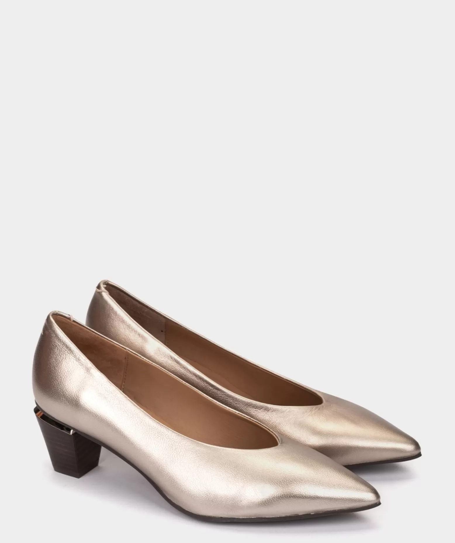 Pedro Miralles Talons En Cuir Metallise De Couleur Fumee